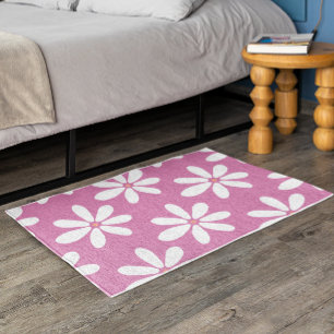 Girly pink daisy modern Rug