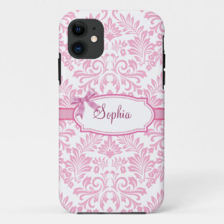 Girly Pink Damask Iphone 5 Case