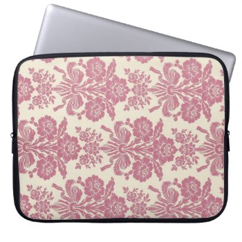 Girly Pink Damask Laptop Sleeve by ArtsofLove at Zazzle