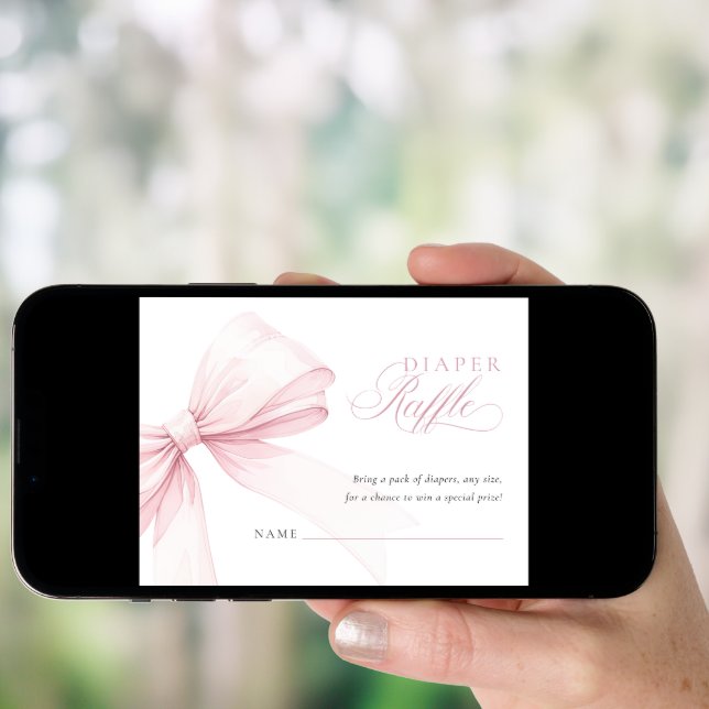 Girly Pink Diaper Raffle - Digital Download Card Poster (Front Digital)