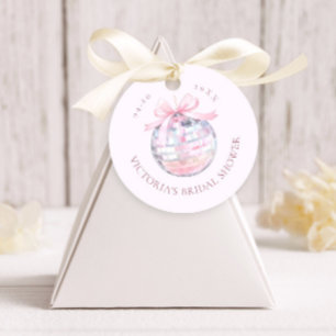 Girly Pink Disco Ball Elegant Bridal Shower Round Favor Tags