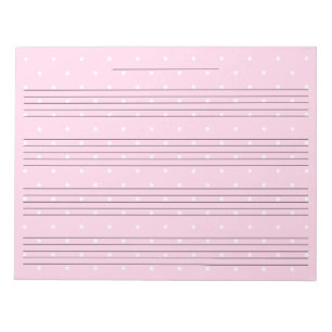 Girly Pink Dots Extra Wide Rule Kids' Music Paper Notepad