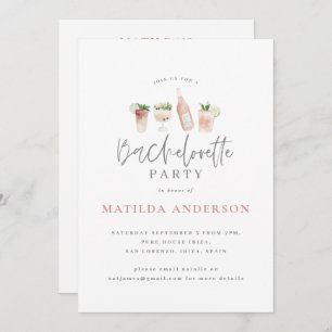 Girly pink drinks bachelorette weekend itinerary announcement