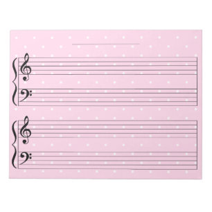Girly Pink Extra Wide Rule Kids' Piano Music Notep Notepad