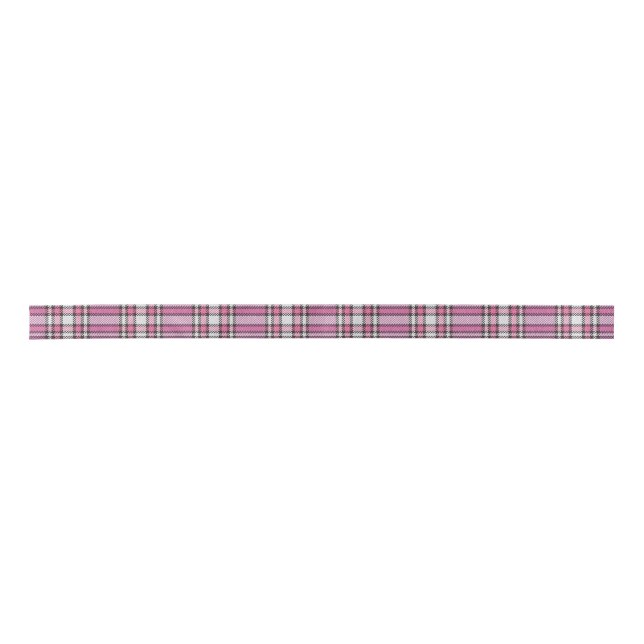 Girly Pink Fabric Plaid Tartan Pattern Satin Ribbon (Front)