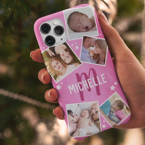 Girly Pink Family Photo Collage iPhone 11 Pro Case