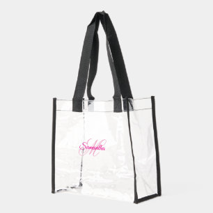 Girly Pink Fancy Monogram Clear Tote Bag
