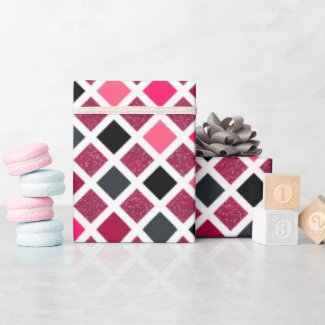 Girly Pink Faux Glitter Geometric Pattern