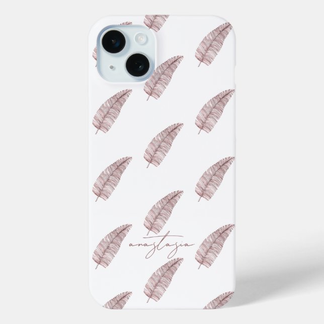 Girly Pink Feathers Pattern Case-Mate iPhone Case (Back)