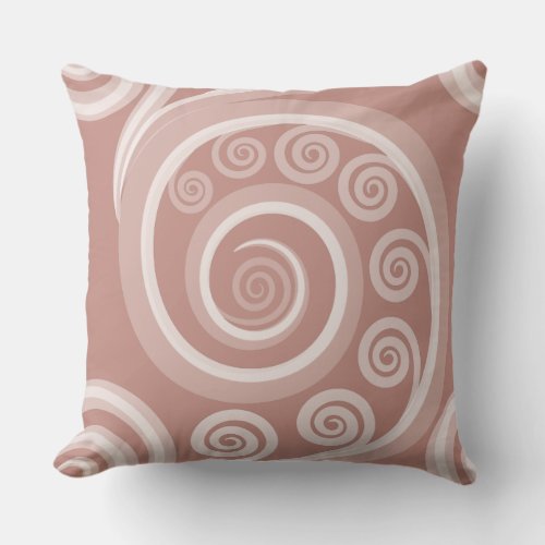 Girly Pink Fern Frond Swirls Throw Pillow