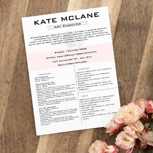 Girly Pink Floral Aesthetic Art Director Resume Letterhead