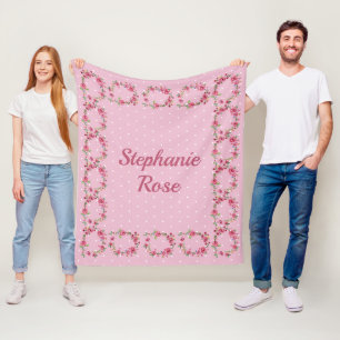 Girly Pink Floral Baby Nursery Kids Fleece Blanket
