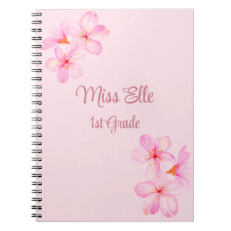 Girly Pink Floral Custom Notebook
