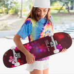 Girly Pink Floral Custom Personalized Name Skateboard<br><div class="desc">Girly Pink Floral Custom Personalized Name Skateboard features your personalized name in modern typography on a burgundy background accented with pink flowers. Personalize by editing the text in the text box provided. Give a custom made gift, personalized skateboard to your favorite skateboarder for Christmas, birthday or your BFF. Designed by...</div>