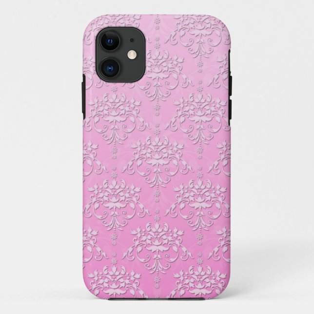 Girly Pink Floral Damask iPhone 5 Case (Back)