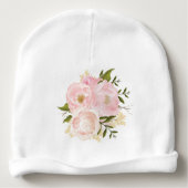 Girly Pink Floral Elephant Baby Beanie (Back)