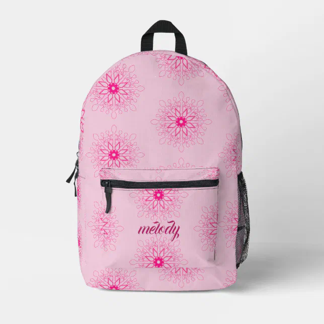 girly Pink Floral feminine Trendy Boho Printed Backpack | Zazzle display picture 3