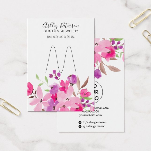 Girly pink floral jewelry ring holder display (Office)