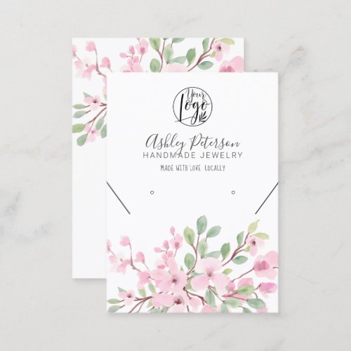 Girly pink floral logo jewelry earring necklace business card