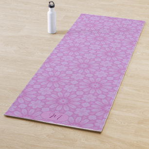 Girly Pink Floral Pattern Colorful Yoga Mat
