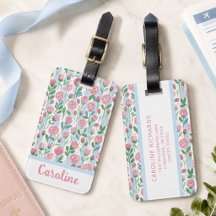 Girly Pink Floral Pattern Watercolor Personalized