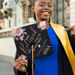 Girly Pink Floral She Believed She Could Graduate Graduation Cap Topper<br><div class="desc">An elegant girly graduation cap topper featuring a black background with pink watercolor flowers and foliage,  faux gold confetti,  the insipirational quote 'SHE BELIEVED SHE COULD DO IT. SO SHE DID!',  a white graduation cap,  name and class year.</div>