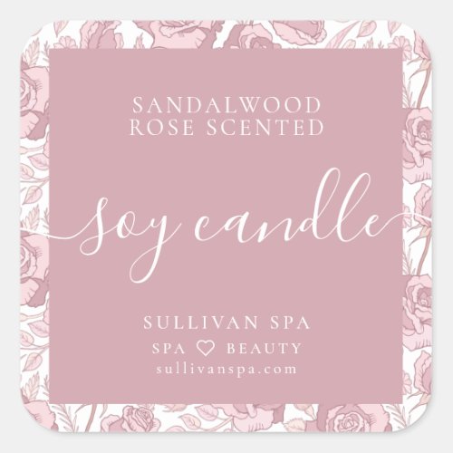 Girly Pink Floral Soy Candle Label