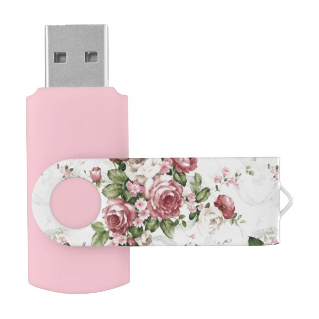 Girly Pink Floral USB Flash Drive (Opened)