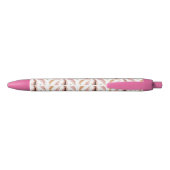 Girly Pink Floral Watercolor Pattern Name Script  Black Ink Pen (Back)