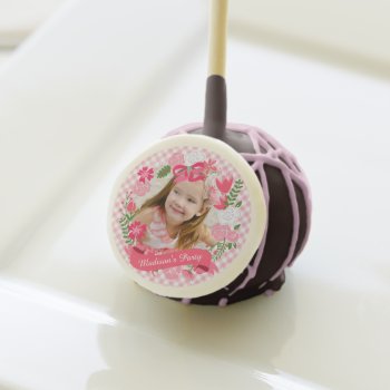 Girly Pink Floral Wreath Photo Custom Cake Pops by Jujulili at Zazzle