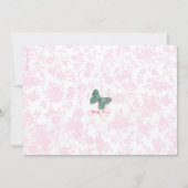 Girly pink flowers floral & wood invitation (Back)