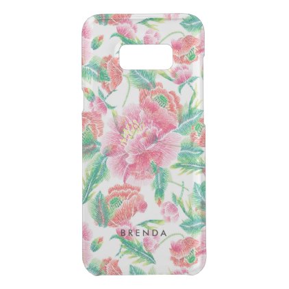 Girly Pink Flowers pattern Monogram 4 Uncommon Samsung Galaxy S8+ Case