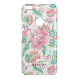 Girly Pink Flowers pattern Monogram 5 Uncommon Google Pixel XL Case