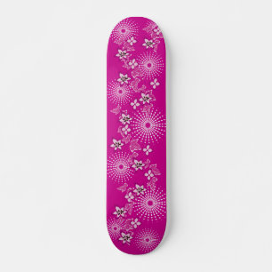 Girly Pink Flowers Skateboard Deck