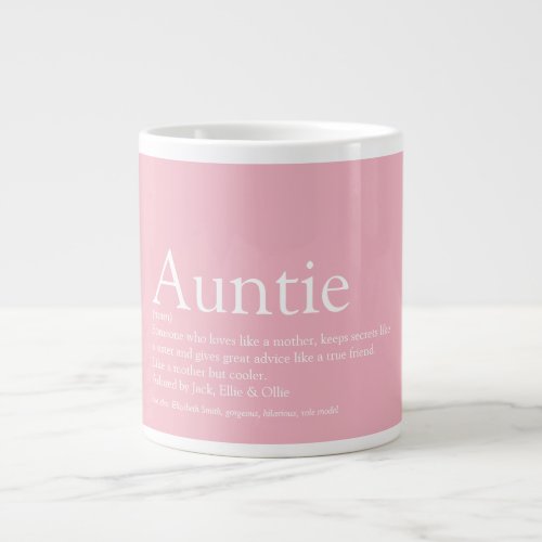 Girly Pink Fun Best Ever Aunt Auntie Definition Giant Coffee Mug