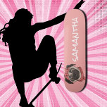 Girly Pink  funny cute pug Skateboard<br><div class="desc">Personalized  funny cute pug
Skating is all about having fun,  and there is something for everyone in our skateboard range. A fabulous skateboard guaranteed to raise a smile! . . Have fun with your personal message-.skating the streets and skatepark,  or cruising.</div>
