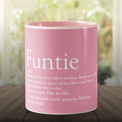 Girly Pink Funny Funtie Aunt Auntie Definition Two_Tone Coffee Mug