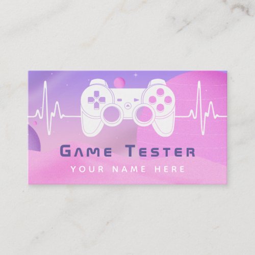 Girly Pink Gamer Game Tester Retrowave Feminine    Business Card