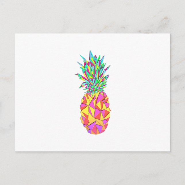 Girly Pink Geometric Triangles Pineapple Postcard (Front)
