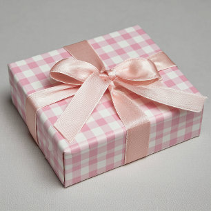 Girly Pink Gingham Wrapping Paper Sheets