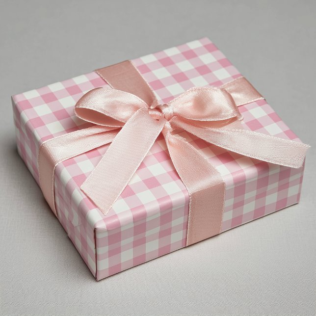 Girly Pink Gingham Wrapping Paper Sheets (Girly Pink Gingham Wrapping Paper Sheets)