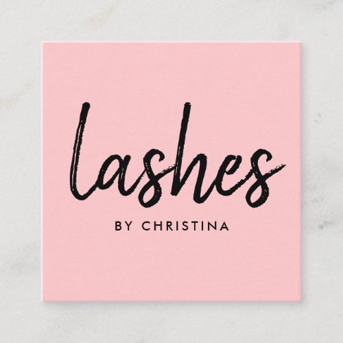 Girly pink glam eyelashes modern lashes script square business card