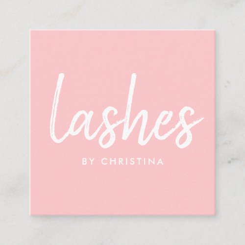 Girly pink glam eyelashes modern lashes script square business card