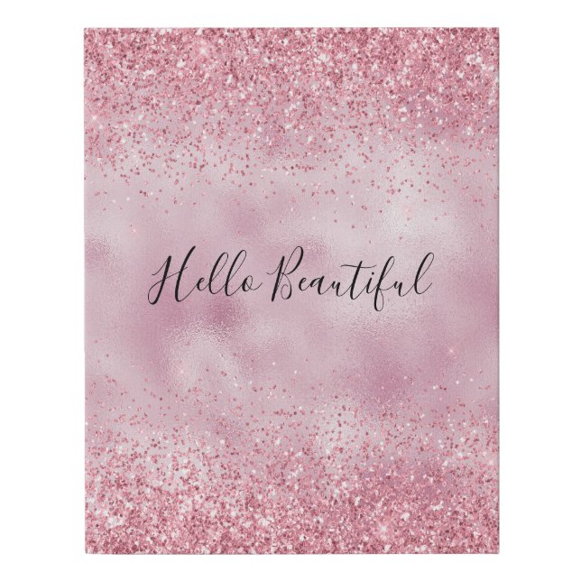 Girly Pink Glam Glitter sparkle Faux Canvas Print (Front)