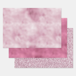 Girly Pink Glam Glitter sparkle Wrapping Paper Sheets