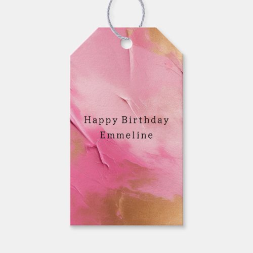 Girly Pink Glam Gold Abstract Gift Tags