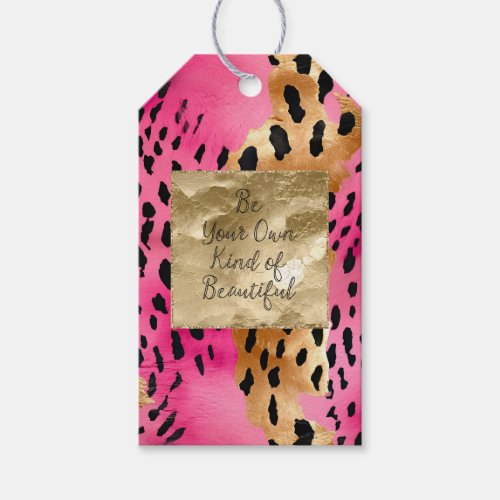 Girly Pink Glam Gold Leopard Print abstract Gift Tags