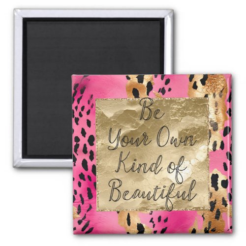 Girly Pink Glam Gold Leopard Print abstract Magnet