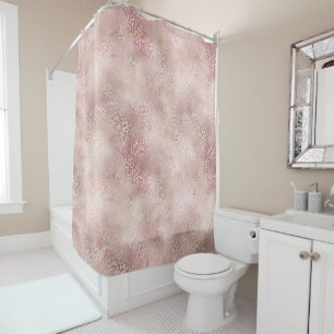 Girly Pink Glam Gold Leopard Print Shower Curtain