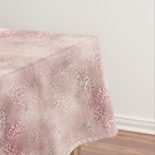 Girly Pink Glam Gold Leopard Print Tablecloth